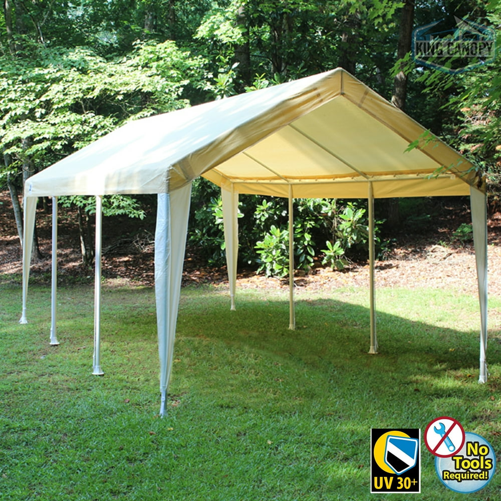 King Canopy Universal 8 Leg 10X20 Carport Canopy w/ TAN/WHITE Cover