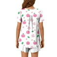 thumbnail image 3 of Simua Two Piece Summer Cooling Pajamas for Women, Women's Cute Printed Button Round Neck Short Sleeve Shirts with Shorts Loose Nightwear Pjs Set, Size S-XXXL, 3 of 6