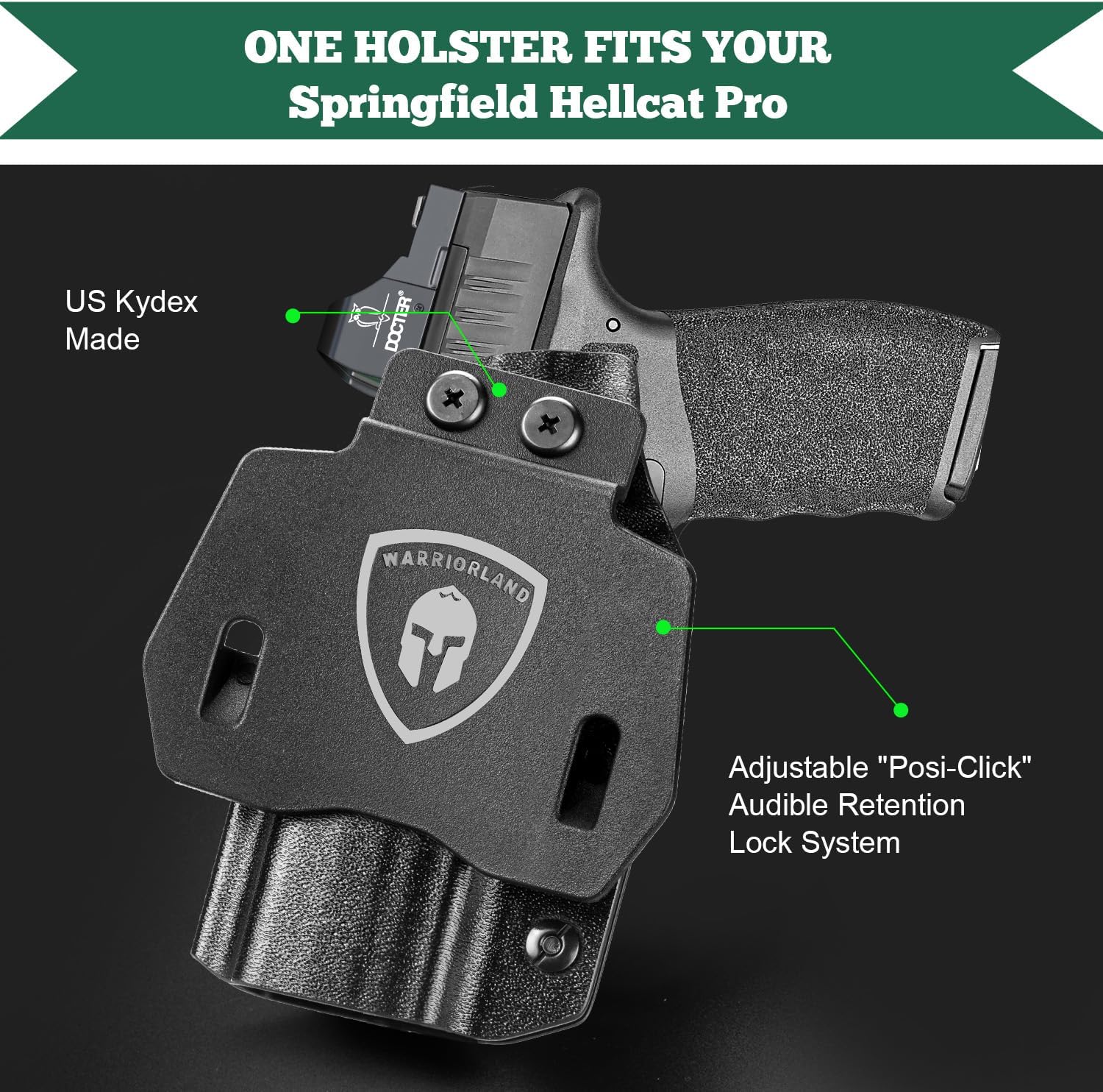 OWB Kydex paddle holster,fit for Springfield Armory Hellcat Pro & Hellcat Pro OSP, Right Hand