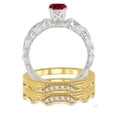 thumbnail image 3 of 2.50 Carat Round Cut Diamond Moissanite Red Ruby Vintage Trio Bridal Set Engagement Ring on 10k Yellow Gold, 3 of 3