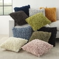 thumbnail image 6 of Mina Victory Shag 17x17" Square Cotton Chindi Short Cut Throw Pillow in Blue, 6 of 6