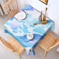 thumbnail image 2 of 60x60in(152x152cm) Square Tablecloth, Waterproof Polyester Table Cover, Wrinkle Resistant & Washable Fabric for Dining, Kitchen, Picnic, Turquoise Marble Pattern, 2 of 6