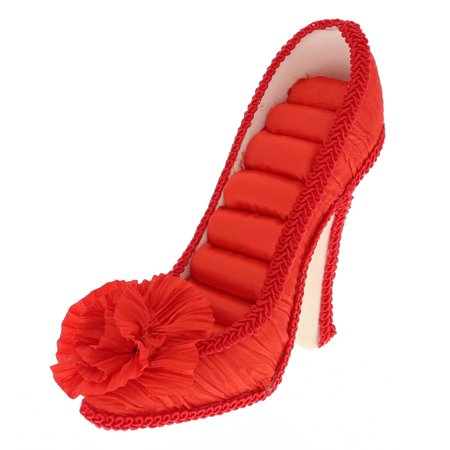 Mozlly Ruched Fabric Shoe Ring Holder 7 Inch Jewelry Organizer - Red