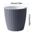 thumbnail image 2 of Large Round Faux Woven Rattan Plastic Planter with Matching Drainage Tray, Breathable Shatterproof Flower Pot for Succulents Houseplants Indoor Decor, Dark Gray, 2 of 6