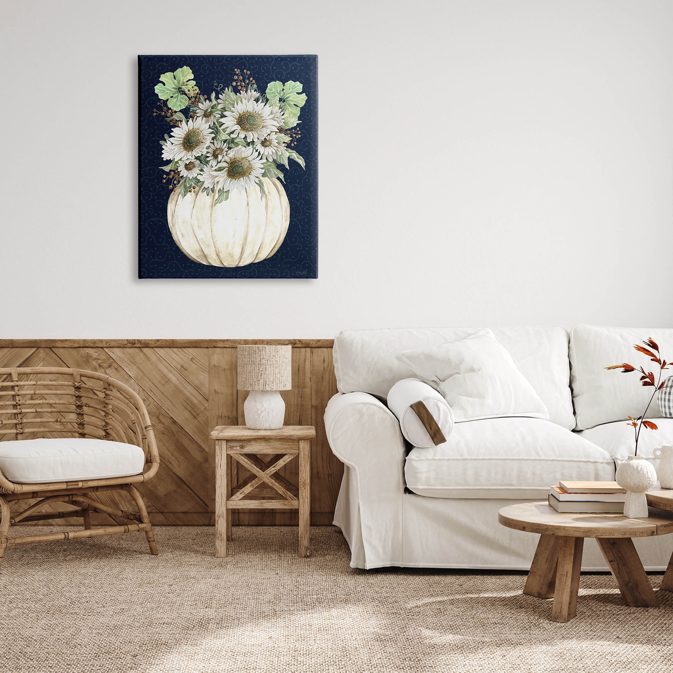 Autumn Foliage Pumpkin Bouquet Botanical & Floral Graphic Art Gallery Wrapped Canvas Print Wall Art