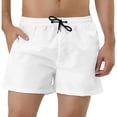 thumbnail image 1 of Pantalones cortos de natación con forro de malde color sólido con cintucon cordón de Color Blanco paHombre 36, 1 of 6