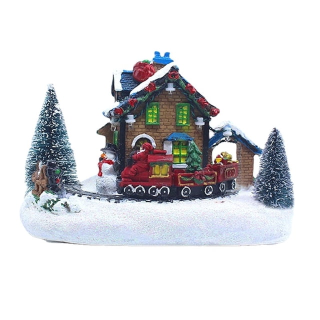 Mini Casa De Nieve De Navidad Led, Adorno De Resina De Escritorio Para Casa De Pueblo Brillante Para Decoración De Navidad Minnieouse HA037749-00