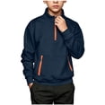 thumbnail image 5 of BRGZLK Boys Sweatshirts Trendy Color Block Stand Collar Long Sleeve Fleece Hoodless Hoodie Quarter Zip Pullover with Pockets Fall Kids Clothes 2026 Navy 12-13 Years, 5 of 8