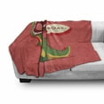 thumbnail image 3 of Dinosaur Soft Flannel Fleece Throw Blanket, Aggressive Prehistoric Cartoon Animal Roaring Open Mouth Wildlife Image, Cozy Plush for Indoor and Outdoor Use, 60" x 80", Coral Green Yellow, by Ambesonne, 3 of 6