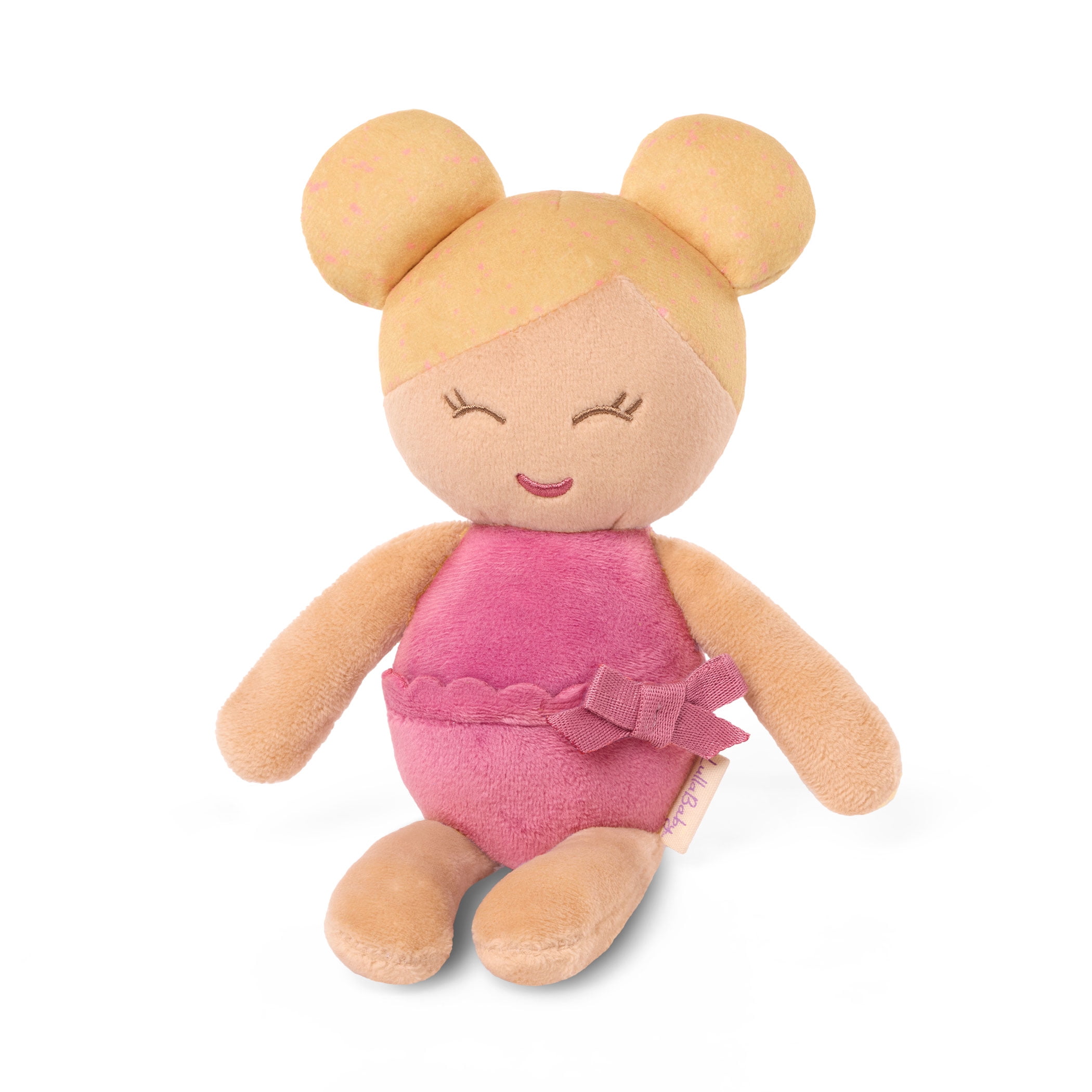 Petite poupée de bain en peluche – fille aux cheveux bruns made by Lullababy