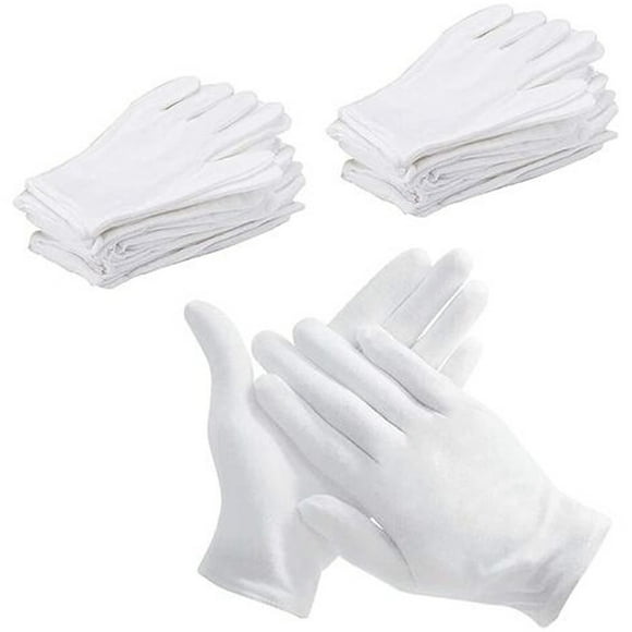 12 Pairs White Cotton Gloves Soft Moisturizing Gloves Elastic Skin Care Gloves Work Gloves for Women Dry Hands Jewelry Inspection and More, One Size
