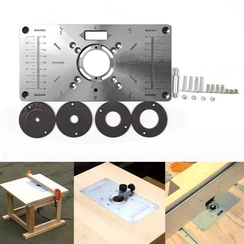 Multifunctional Router Table Insert Plate Woodworking Benches Aluminium  Wood Router Trimmer Models Engraving Machine with Rings Tools 