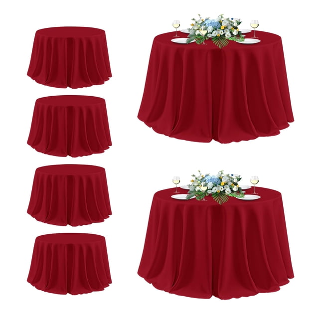 Mantel sancua, 6 unidades, redondo, poliéster, 335 cm, color rojo