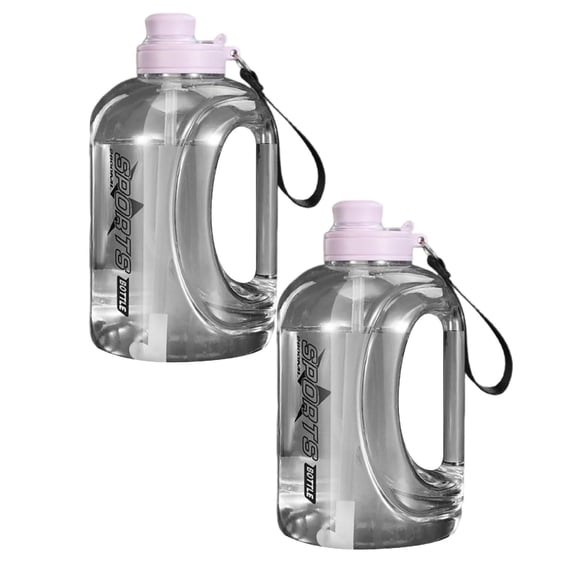 2Pack Large 2.8L Water Bottle With Straw And Chug Lid Leakproof Portable Sports Jug For Outdoor Hiking Gym Camping Travel Glass&Bottle Home Decor