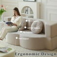 thumbnail image 4 of Eyisean 76" Cotton Linen Convertible Floor Sofa Bed, 2-in-1 Comfy Twin Sleeper Couch with Pillows, Medium-Soft Futon Loveseat Mattress for Living Room, Small Space, No Assembly Required, 4 of 11