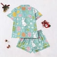 thumbnail image 4 of Tnhcen Women's Easter Pajamas 2 - Piece Set Button Front Short Sleeve Collar Bunny Egg Print Nylon Spandex Sleepwear Shorts, 4 of 5