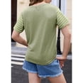 thumbnail image 4 of YOUYEDIAN Tween Girls Summer Shirts Short Sleeve Color Block Tops (Coffee, 8-9 Years), 4 of 5