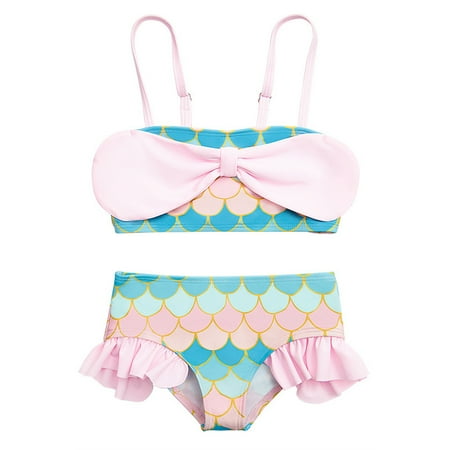 

Yejaeka Toddler Baby Girl Square Collar Sleeveless Bodysuit + Briefs Swimsuit