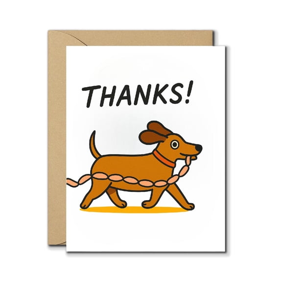 Cute Thank You Card with Envelope – Dog Carrying Leash Cartoon Design, Funny Appreciation Greeting Card, Blank Inside, Perfect for Friends, Family, Teachers, Coworkers, Dog Lovers, Adults, Kids