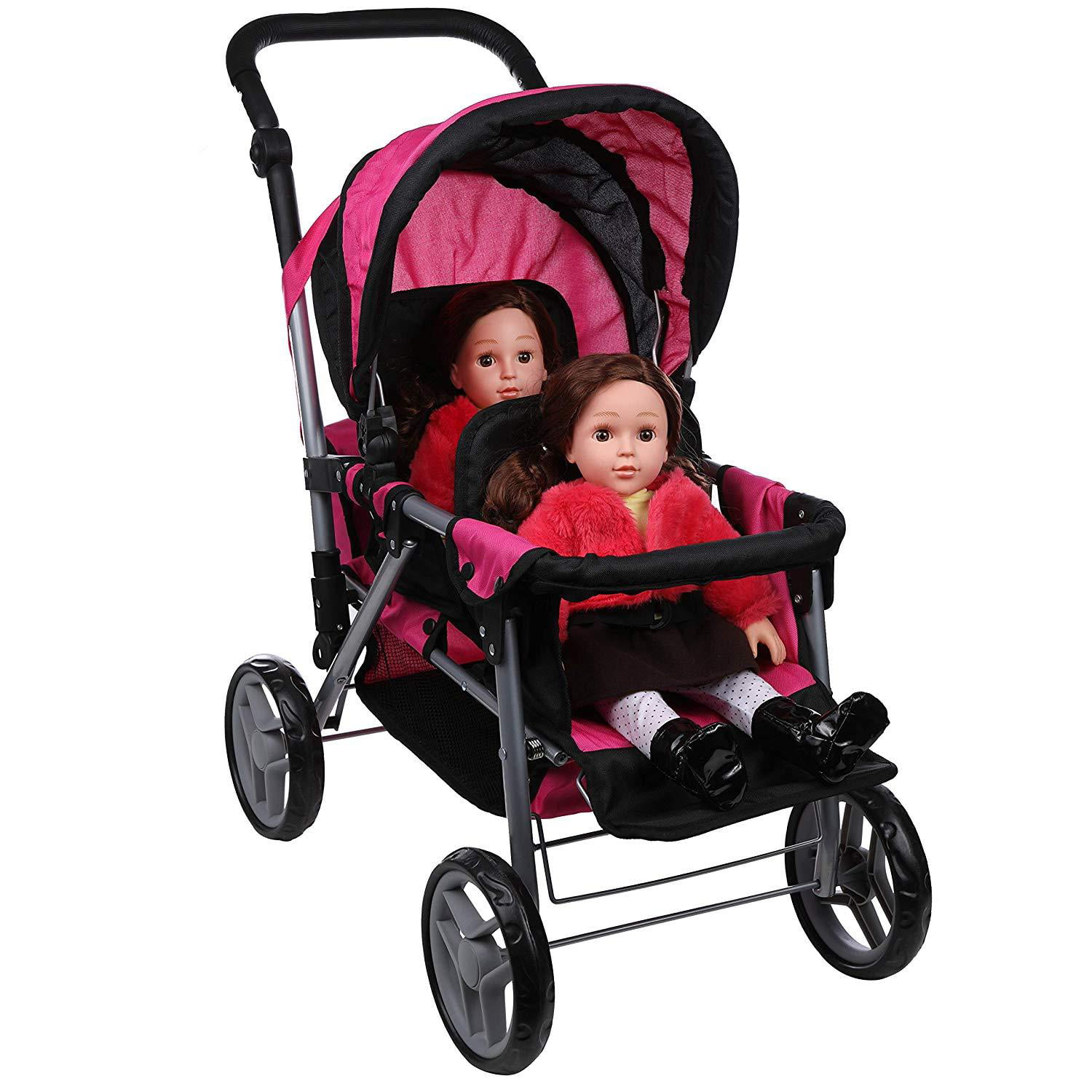 Mommy & Me Twin Doll Stroller Foldable Double Back to Back Doll Pram ...