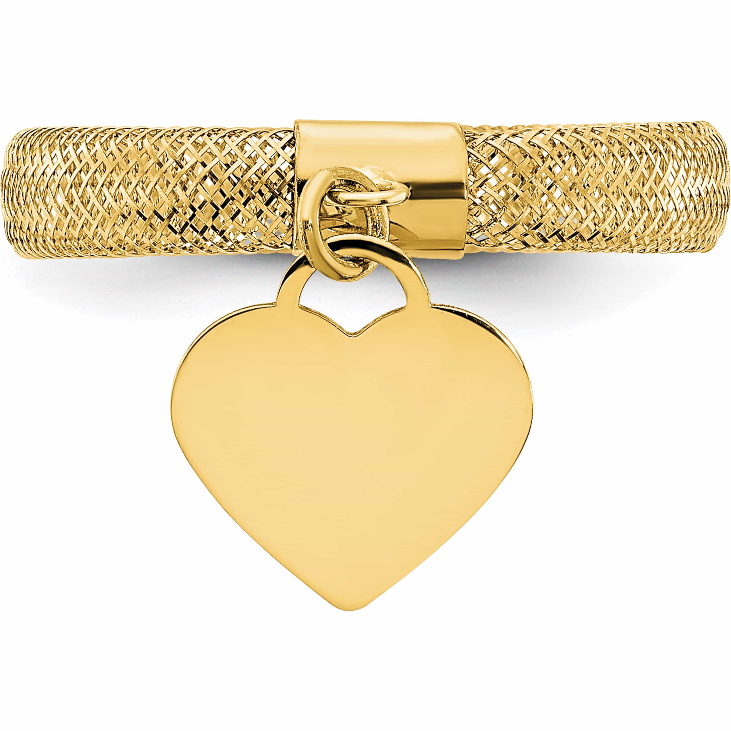 Details about   Real 14kt Gold Woven Mesh Stretch Polished Heart Charm Ring Size:7 