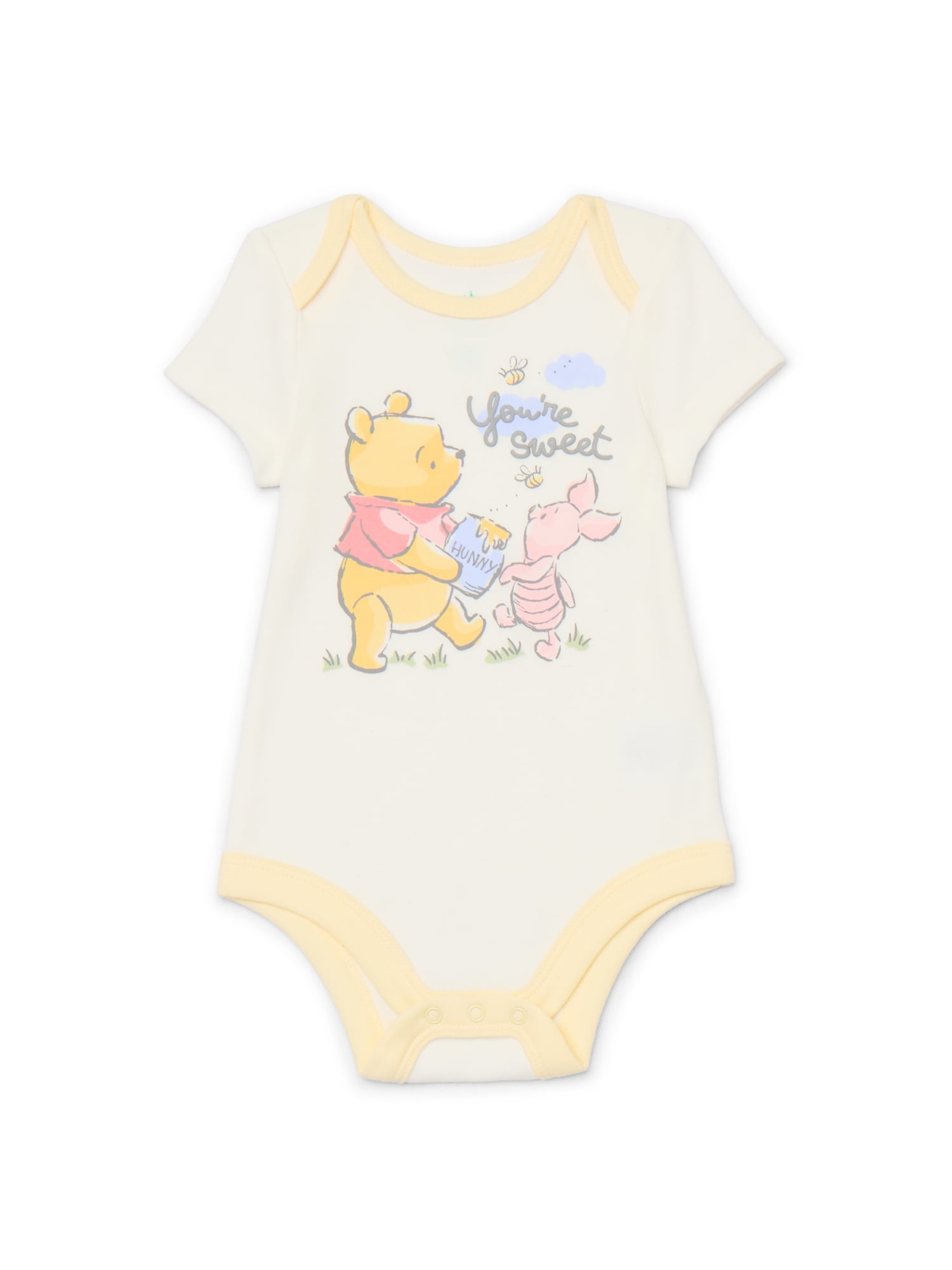 Disney Baby Wishes + Dreams Winnie the Pooh Baby Boys or Girls Bodysuit, 3-Pack, Sizes Newborn-18 Months