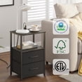 thumbnail image 4 of End Table with Charging Station, Side Table with 2 USB Ports and Outlets, Nightstand with Cloth Drawer, Set of 2, Couch Table, Charcoal Grey TB01BY052, 4 of 13