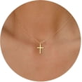 thumbnail image 1 of Cross Necklace For Women, 14k Gold Plated/sterling Silver Chain Necklace Delicate Layered Gold Cross Pendant Necklace Simple And Cute Necklace For Wom, 1 of 4