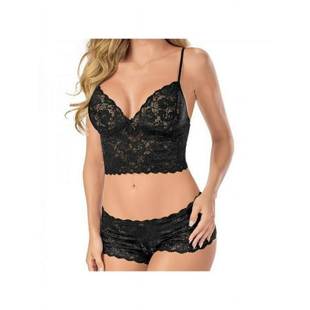 Fymall Women s Plus Size Lingerie Lace Push Up Underwear Bra + Briefs Set