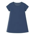 thumbnail image 6 of TQWQT Dark Blue Dresses for Girls Cute Girls Sundress Party Dress Kids Crewneck Size 10-12 Plain Tween Girls T-Shirt Dress Short Sleeve Dark Blue 130, 6 of 6