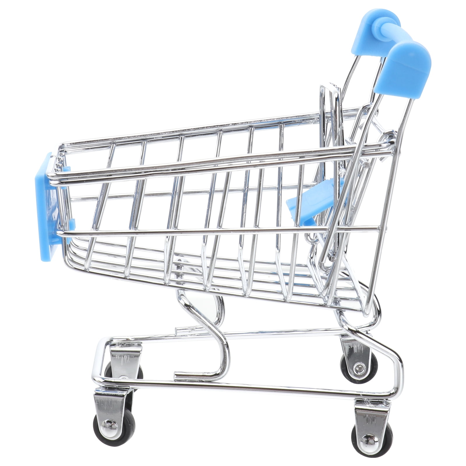 Mini Miniature Shopping Cart Metal Supermarket Handcart Pets Toy (Sky Blue)