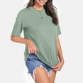 thumbnail image 5 of Summer Tops for Women Casual Loose Fit Solid Color Tee Breathable Short Sleeve T Shirt For Daily Wear Ladies Dressy Tops Blouses Women under 20 plus Size Summer Blouse Athletic Fit Light, 5 of 6