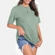 thumbnail image 5 of Camiseta informal holgada lisa para mujer - Manga corta, transpirable, básica para el día a día, 5 of 6
