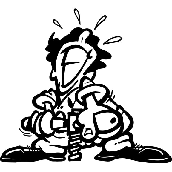 Vinyl Wall Decal Sticker : Jackhammer Cartoon Man Quote Picture Art Peel & Stick Mural 12x12 Inches