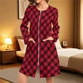 thumbnail image 6 of Besolor Christmas Robes for Women Printed Long Sleeve Crewneck Bathrobes Comfy Nightgown Sleepwear with Pockets, 6 of 9