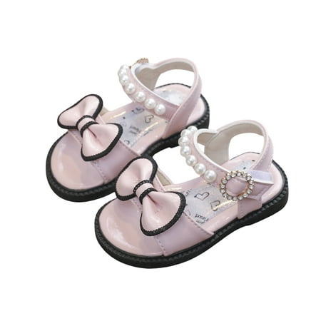 

Baby Kid Girl Sandal Shoes Pearls Bow Soft Sole Summer Home Street Casual Shoes