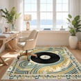 thumbnail image 3 of Design&I 9'x12' Washable Area Rug Wet Funky Vinyl Musical Cd Circle Symmetrical Beat Tapete Redondo for Dining Room, Basement, Large Office, Snag-Free, 3 of 7