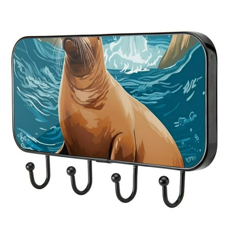 

Sea Lion Self Adhesive Towel Coat Wood Iron Hooks for Home Keys Door Outdoor Home Improvement Utility Hook