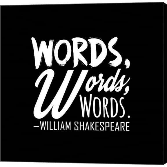 Words Words Words Shakespeare White by Quote Master, Canvas Wall Art