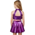 thumbnail image 2 of TTAO Kids Girls 2 Piece Samba Jazz Latin Dance Outfits Sequin Sleeveless Crop Top With Skirt Set Performance Dancewear Purple 6, 2 of 5