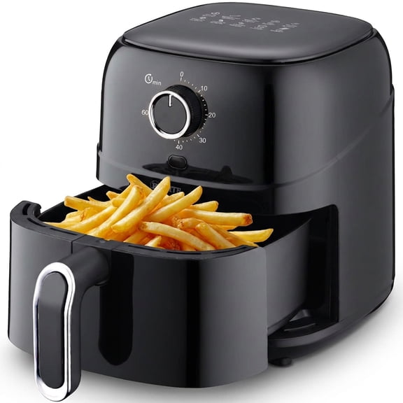 Kitchen Elite Compact Mechanical Air Fryer, 2.5 qt, 60-Minute Timer, Black