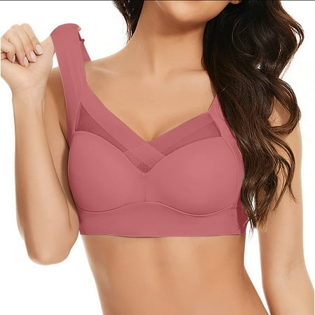 Womens Plus Size Bras  V Bras for Women No Underwire Adjustable Straps Comfort Wireless Bralettes Seamless Plunge Everyday Push Up Bra L-6XL Womens Bras Clearance under $5