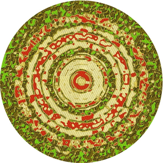 Ahgly Company Machine Washable Indoor Round Transitional Dark Bronze Brown Area Rugs, 5' Round