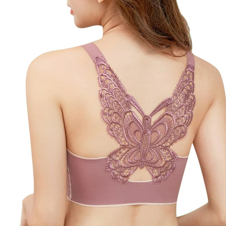 MRULIC bras for women Women's Low Back Bra Wire Backless Bra