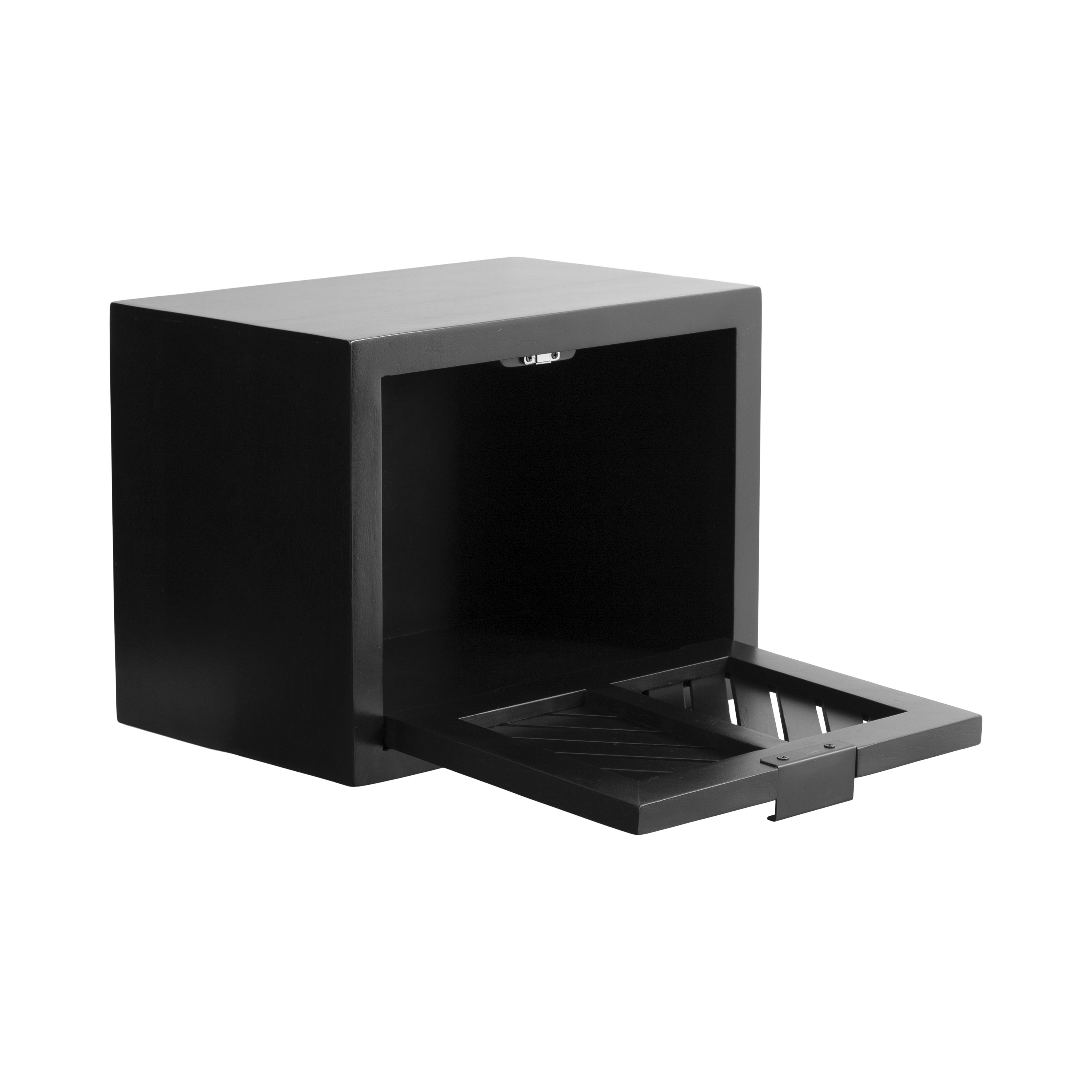 Kate & Laurel Mezzeta Floating Shelf Side Table - 16x10x12 Inches, Natural Mango Wood With Storage Cubby