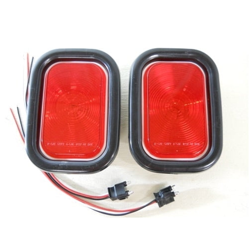 Red Rectangle Incandescent Truck Trailer Semi Brake Stop Turn Tail Light Kits