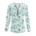 thumbnail image 3 of Uootdi Womens Long Sleeve Shirts Half Zipper V Neck Fashion Floral Printed Gift Striped Dressy Blouses Casual FallTunic Tops Lo ose Fit Comfy, 3 of 5