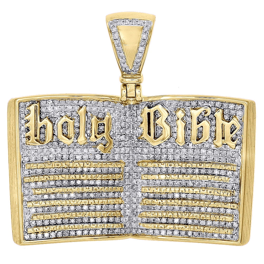 Jewelry For Less 10K Yellow Gold Genuine Diamond Holy Bible Book