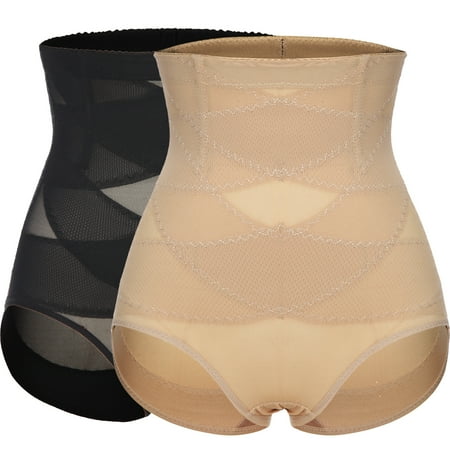 

FITVALEN Women Butt Lifter Shapewear Hi-Waist Double Tummy Control Panty Waist Trainer Body Shaper 2-PACK