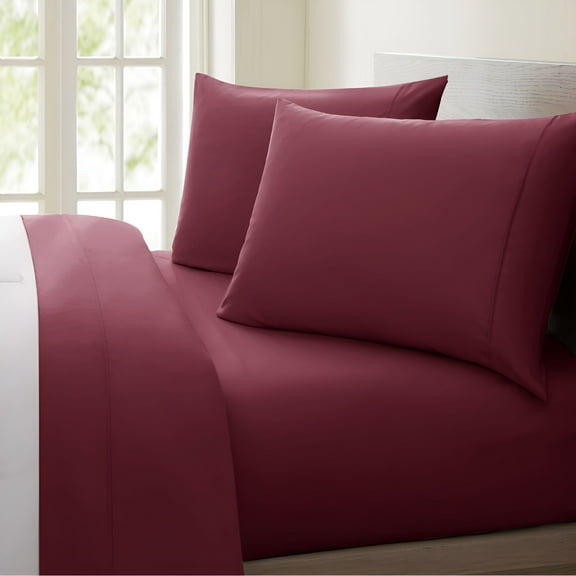 AUQ 1200 Thread Count 100% Egyptian Quality Cotton Solid Sheet Set (King,Burgundy)